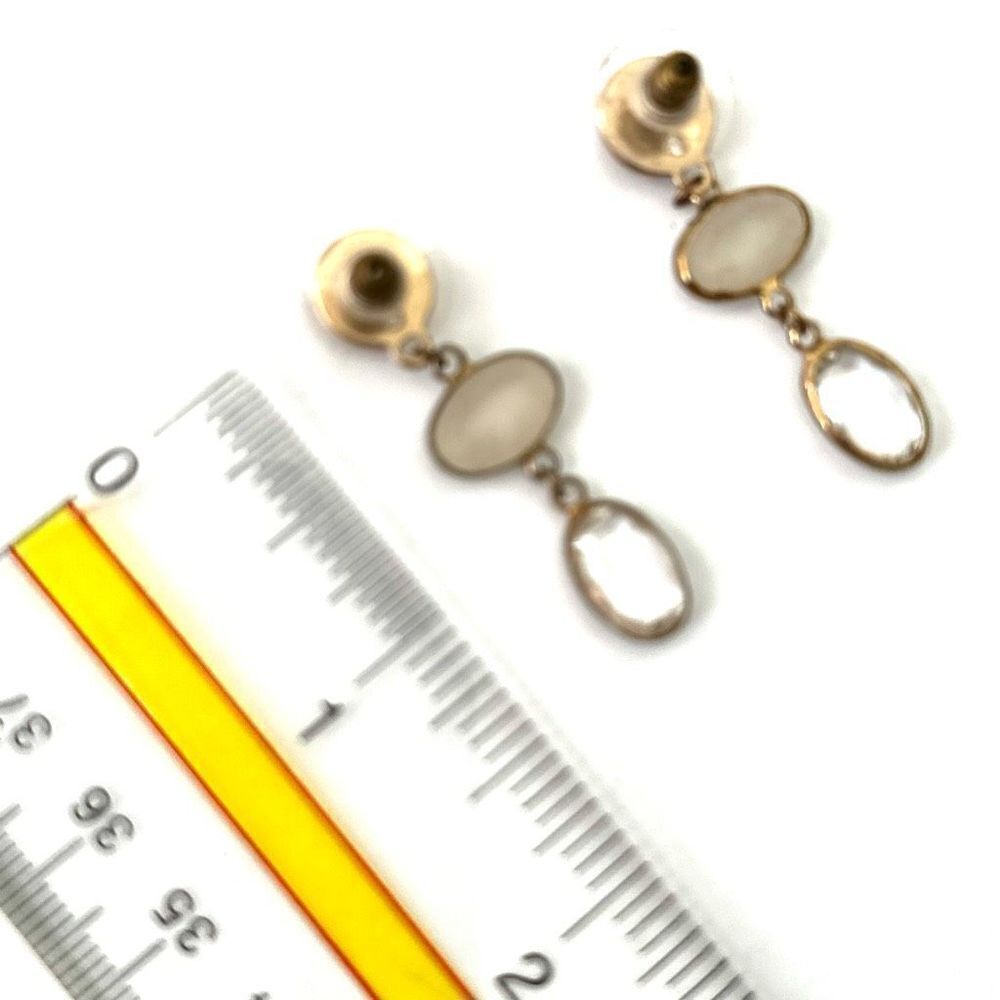 Gold tone clear rhinestone drop earrings - Picture 5 of 9